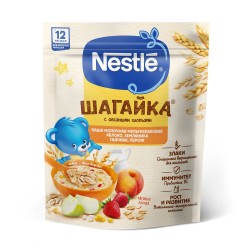 Каша молочная Nestle Шагайка мультизлаковая яблоко земляника персик с 12 мес 190 г